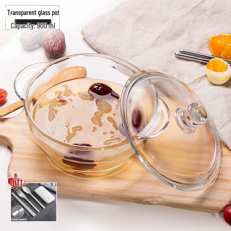 Korean Style 900ml Transparent Glass Noodle Bowl with Lid