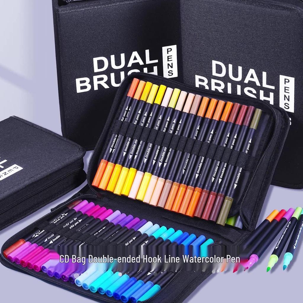 120-Color Double-Ended Watercolor Marker Pen Set for Painting, Doodling, and Outlining with Children's Paint Brushes