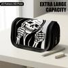 1pc Portable Flip-Top Halloween Themed Pencil Case with Double-Layer Zipper, Grim Reaper Skeleton Black And White Design, Large Capacity Thickened Oxf