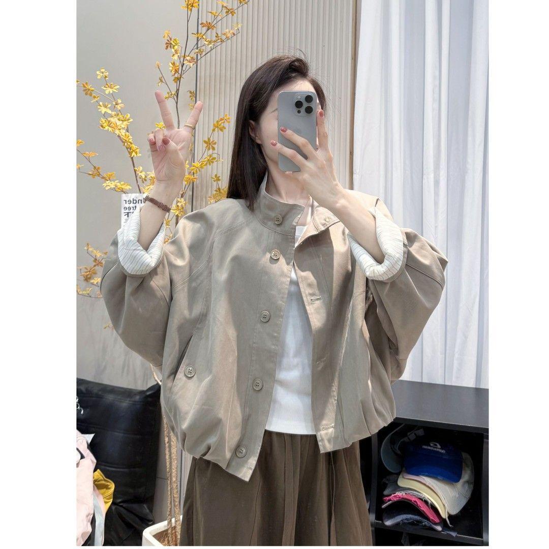 

Women s Fashion Striped Short Jacket with Stand-Up Collar - Spring/Autumn 2025 Collection XL