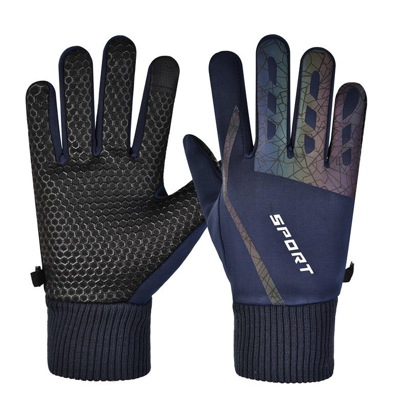 Outdoor cycling gloves men's and women's autumn and winter velvet warm waterproof and non-slip touch screen driving running sports gloves