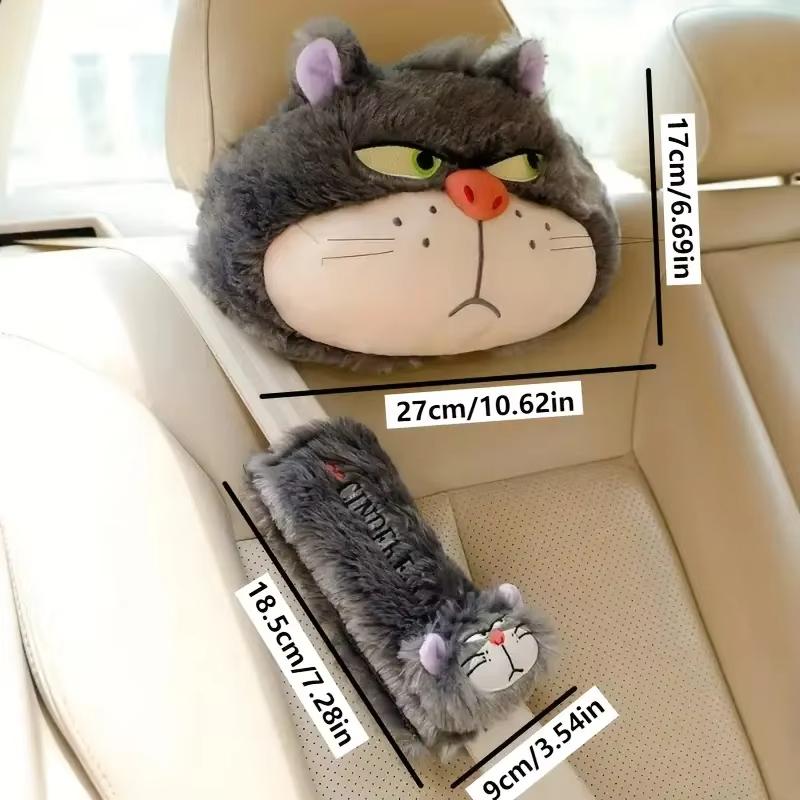 1 PC Internet Celebrity Lucifer Cat Plush Pillow Pillow Doll Car Headrest Neck Pillow Seat Belt Cute Doll Toy