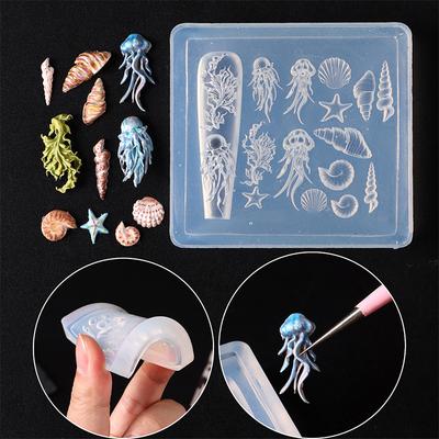 1 Τεμάχιο Μαλακή Σιλικόνη Νύχι Τριαντάφυλλο Λουλούδι Καρδιά Καλούπι 3D Πεταλούδα Χρυσόψαρο Κοχύλι Σκαλιστό Καρτούν Πρότυπο Αξεσουάρ Νυχιών Για Σαλόνι