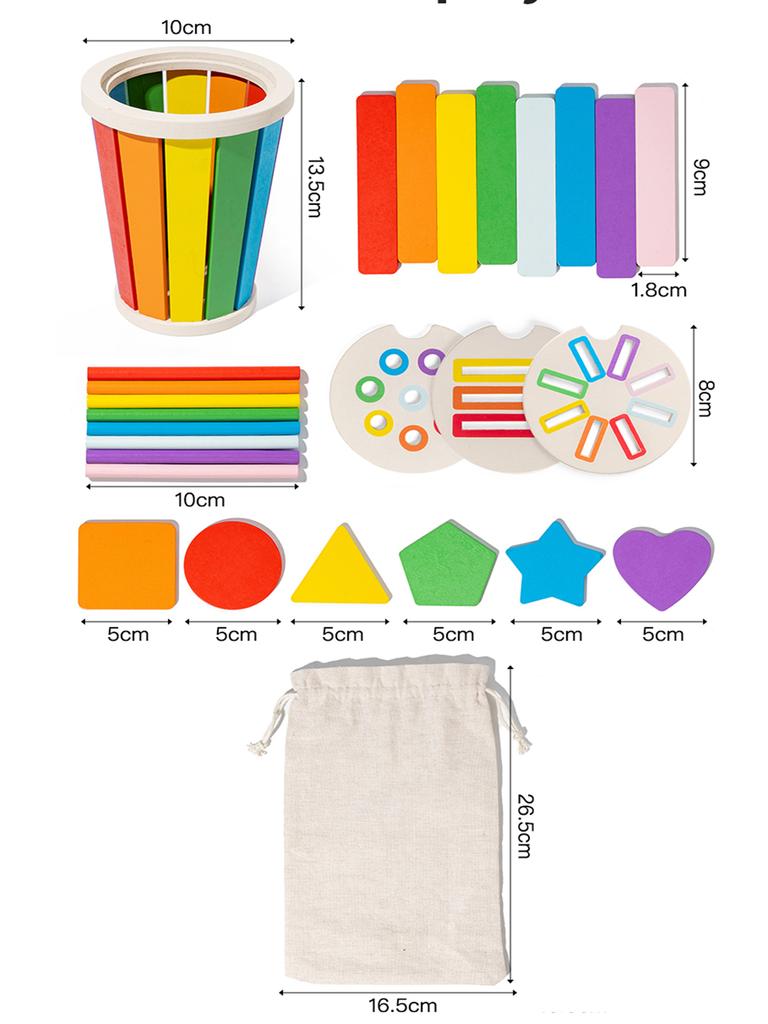 Montessori Color Sorting Matching Toys Wooden Shape Recognition Toy Kids Math Learning Educational Toys Todders Fine Motor Gifts