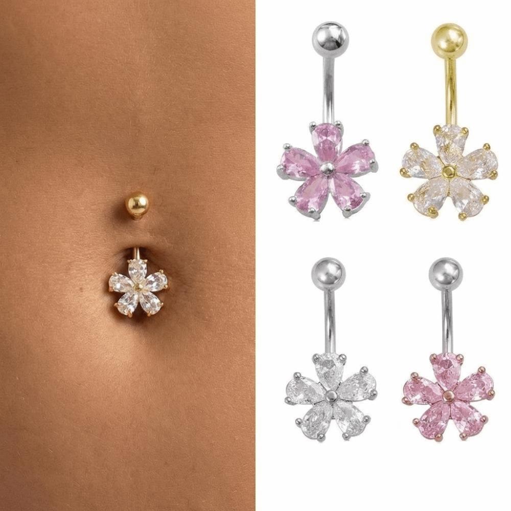 Crystal Belly Button Rings Stainless Steel Body Piercing Jewelry Holiday Navel Ring  Beach
