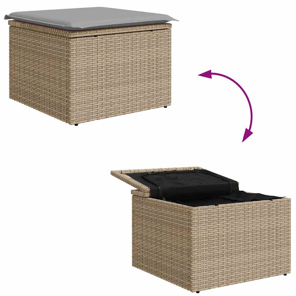4 Piece Sofa Set with Cushions Beige and Light Grey Poly Rattan