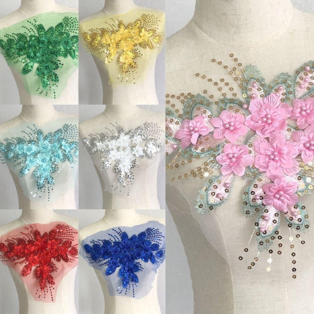Embroidery Flower Mesh Bead Phoenix Tail Flower Embroidery Patches Clothes