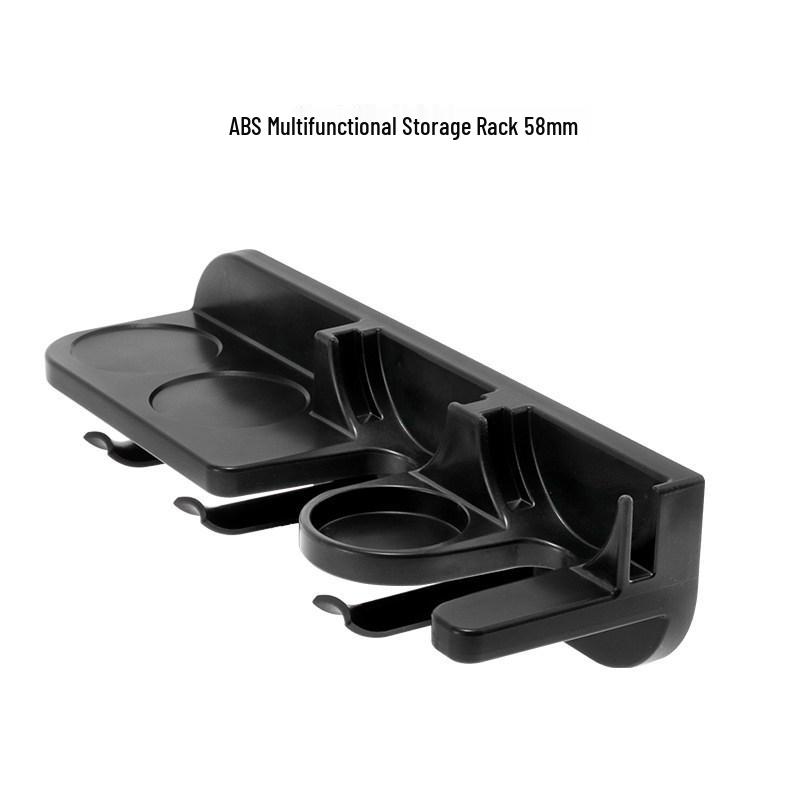 Punch-Free Coffee Station Rack: Multi-Functional Wall-Mounted Organizer for Handle, Powder, Tamper, and Bar Accessories.