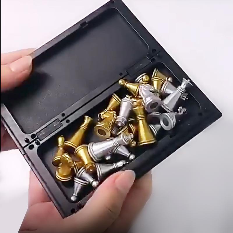 Extra Small Magnetic Gold and Silver Chess Set Educational Toy for Kids Intellectual Development Puzzle Chess for Boys and Girls