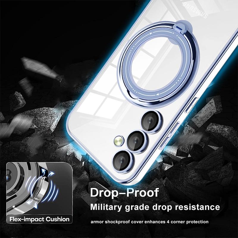 Magsafe Magnetic Ring Wireless Charge Phone Cases For Samsung Galaxy A14 A24 A34 A54 Plating TPU Transparent Clear Cover