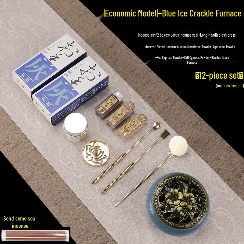 Kodo Set: Brass Ash Press Incense Burner & Pure Incense Powder with Dazuan Seal Mold for Home Use