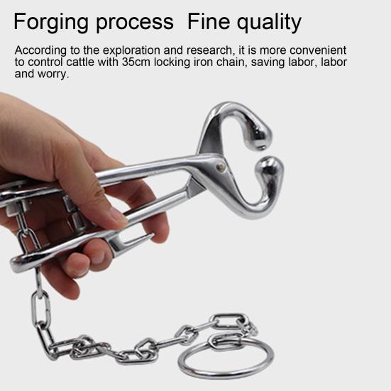 Yousheng Cow Nose Pliers with Chain Livestock Breeding Equipment Cattle Nose Piercing Clamp Livestock Tool