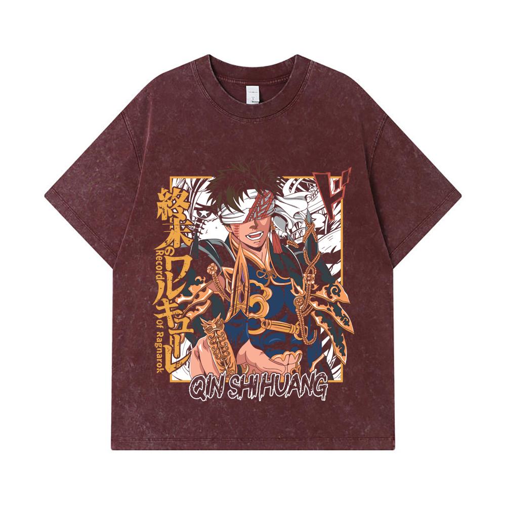275 GSM Washed T-shirts 100% Cotton Record of Ragnarok V7 Print Unisex Heavy Cotton T Shirt