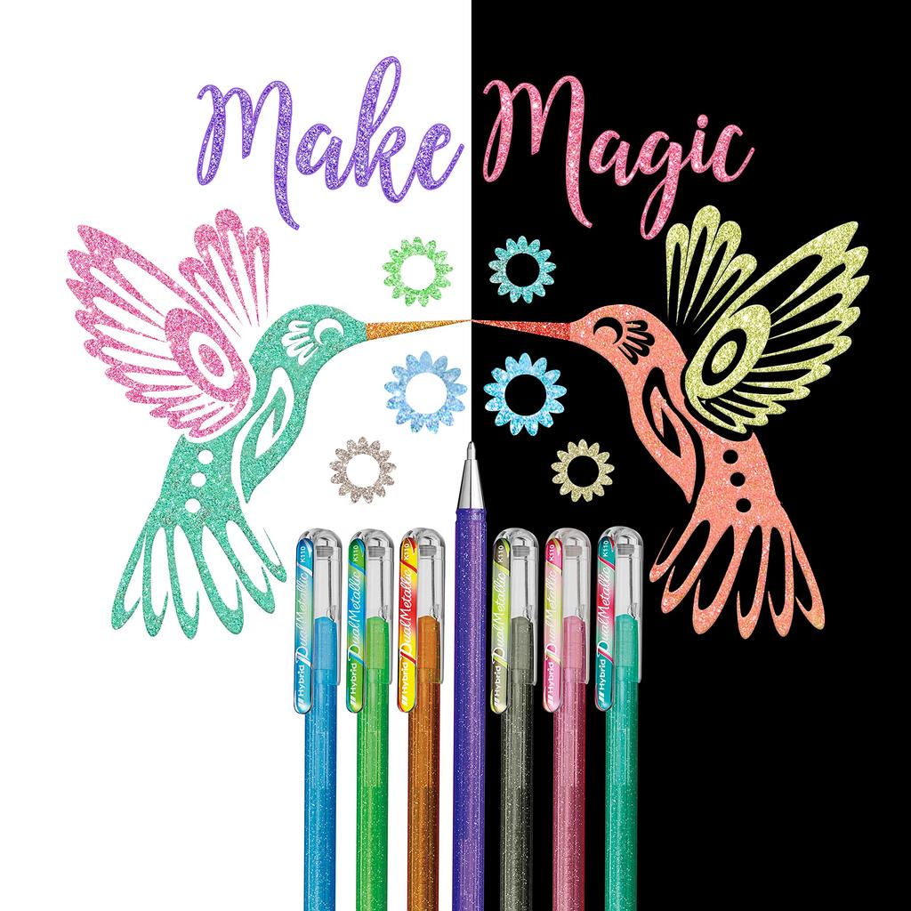 Pentel Hybrid Dual Metallic Liquid Gel Roller Pen Sparkling Metallic Colors YK110/8-M - 8-Pack,