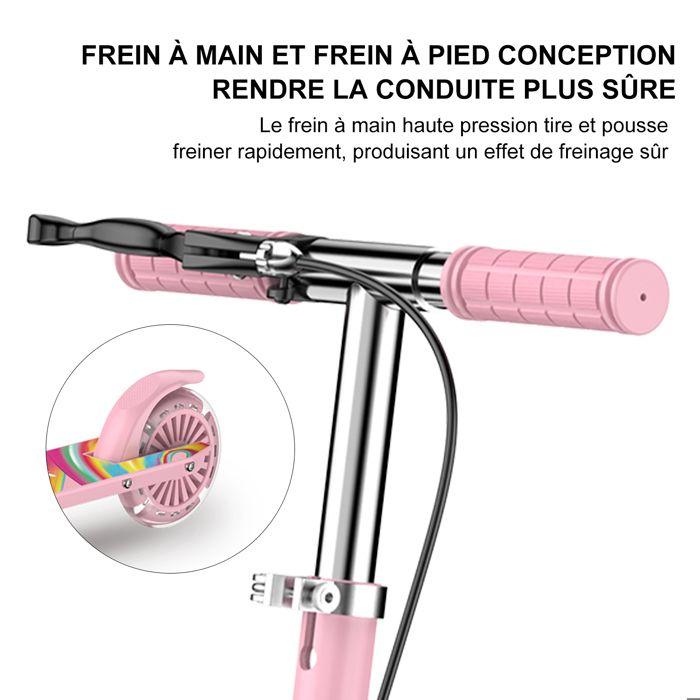 Trottinette Enfant - FOXSPORT - Pliable - Guidon Ajustable de 3 Niveaux - Frein à Pédale - Charge 100KG - Rose