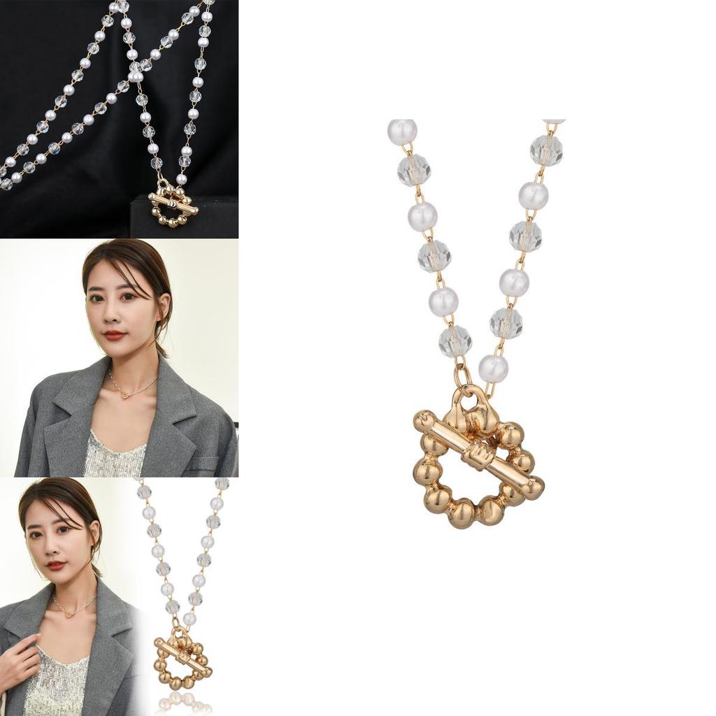 Stylish Geometric Pearl Crystal Choker Necklace For Unisex Fashion Accessories