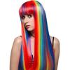 Peruci Modă Doamnă, Păr Lung Drept Gradient Multicolore, Peruci Halloween Colorate Curcubeu Bandă de Păr
