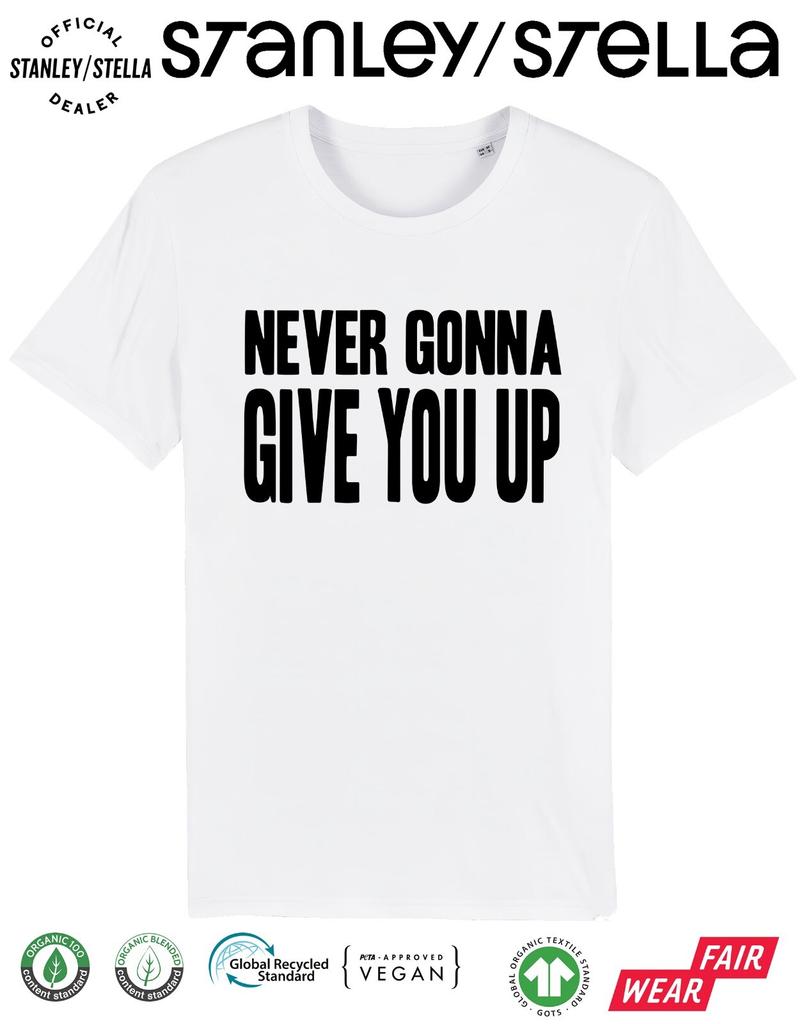 Never Gonna Give You Up Mens T-Shirt Mens Womens Tees Top Disco Fancy Dress 80s Party Weekend 1980s