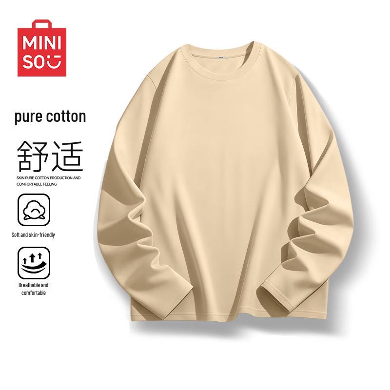 MINISO Men s Relaxed Fit Pure Cotton Long-Sleeve T-Shirt 2XL