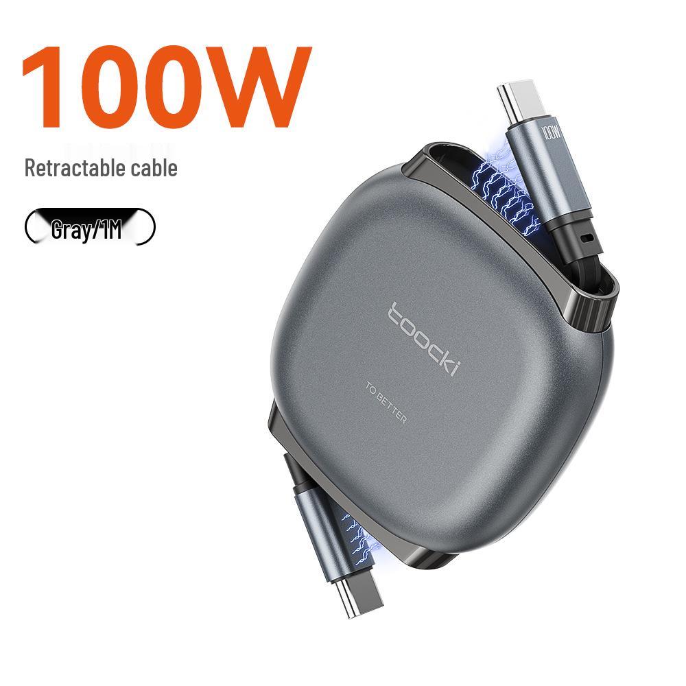 Toocki 100W Retractable Fast Charging Cable for Apple, MacBook, and Samsung