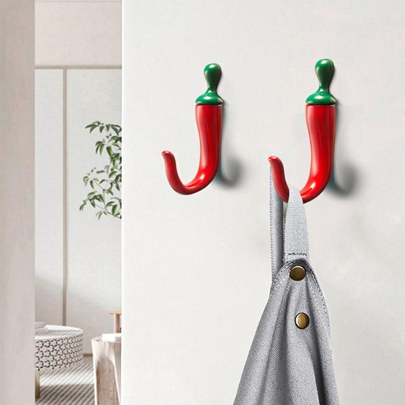 Chili Design Wall Hook For Organizing Keys And Clothing Strong Zinc Alloy Construction Easy To Install Hanger