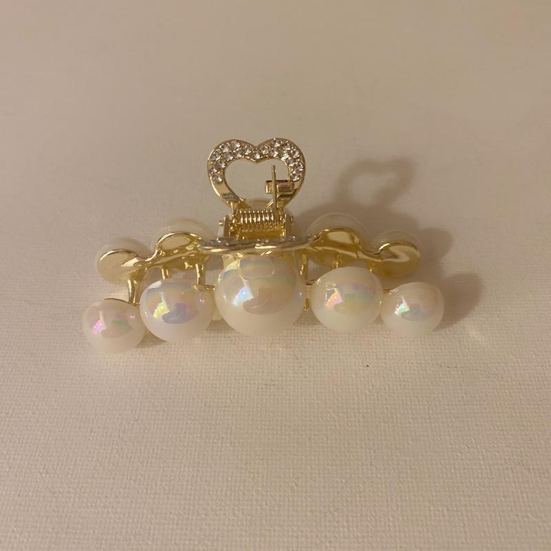 

Элегантная корейская заколка для волос в форме русалки с жемчужинами: Большой металлический зажим в форме сердца