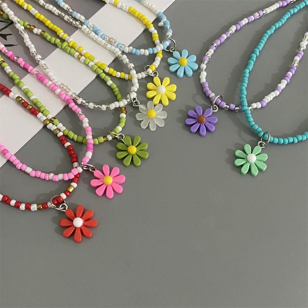 1 PC Colorful Rice Beads Handmade Choker Necklace For Girl Women Spring Summer Holiday Necklace Gift Neck Jewwelry