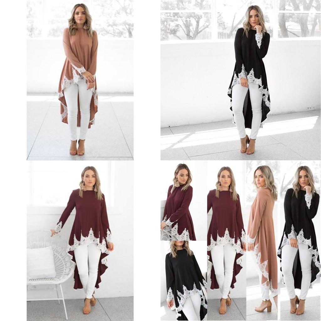 Womens Long Sleeve Lace Ruffles Asymmetrical Casual Tops Shirt Blouse Mini Dress Perfect For Every Occasion And Season