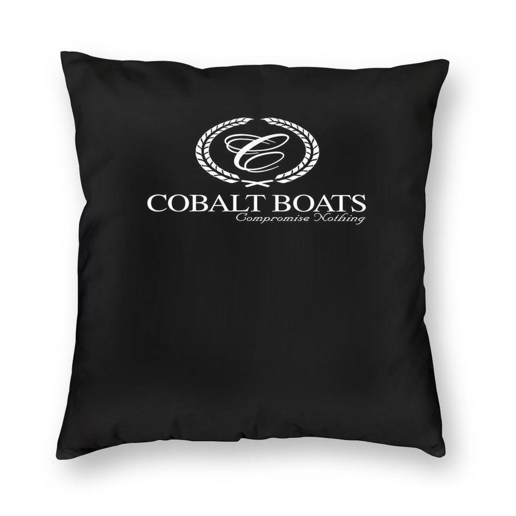 Housse de coussin carrée logo Cobalt Boats Polyester Lin Velours Motif Fermeture Éclair Housse de coussin décorative Housse de coussin de lit Vente en gros