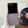 Minimalist Litchi Leather Screen Phone Case for Samsung Galaxy Z Flip 7 6 5 Fine Ring Magnetic Wireless Charge Protection Cover