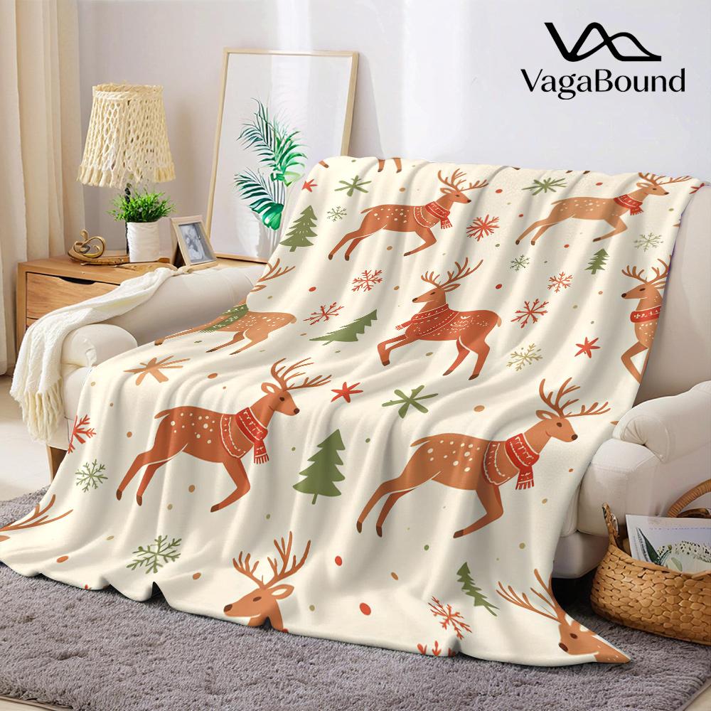 Christmas Reindeer Deer Flannel Blanket Warm Soft Halloween Christmas All-Season Couch Decorative Cozy Warm Gift