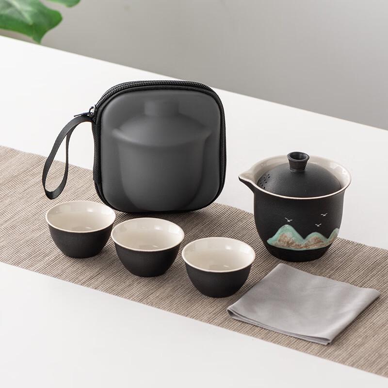 Ailan Huijia Portable Travel Tea Set - Cloud Crane & Mountain