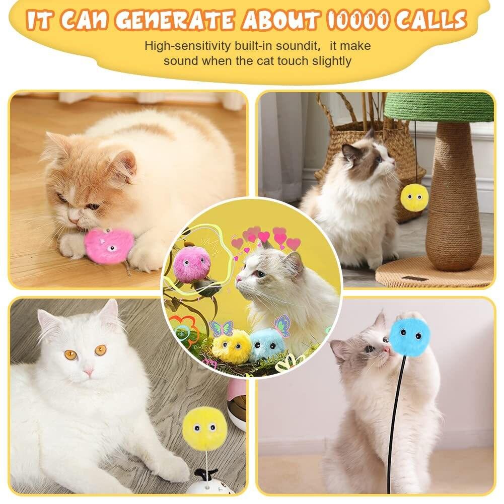 Automatic Cat Toy with Random Barking Sounds Interactive Plush Ball for Boredom Relief & Exercise Electric Pet Teaser Gift