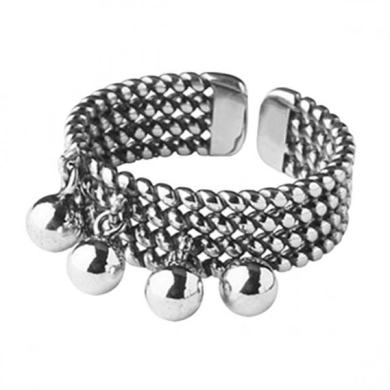Adjustable Open Ring Women Men Vintage Layered Braided Tassel Beaded Statement Finger