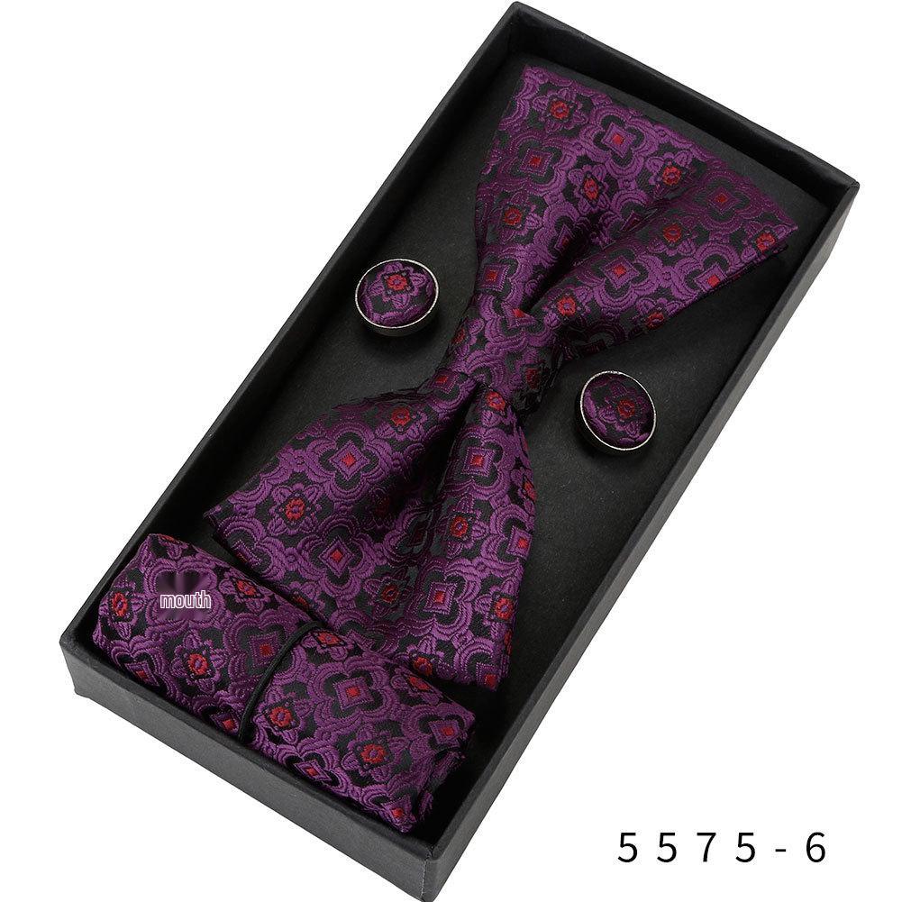 Men's Formal & Casual Bow Tie, Cufflinks, and Pocket Square Set - Korean Style for Weddings & Events