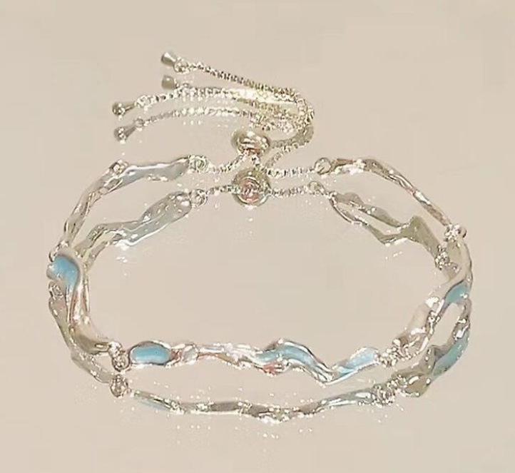 Pink Zircon Cherry Blossom Star Moon Bow Bracelet for Women Ins Niche Light Luxury Temperament High-Grade Crystal Wrist