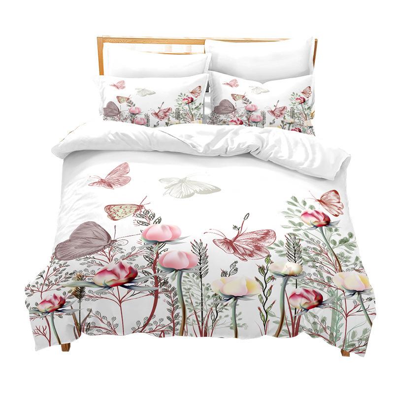 Bedding Three-Piece Summer Padded Bed Cover Digital Printing Abrasive Quilt Cover