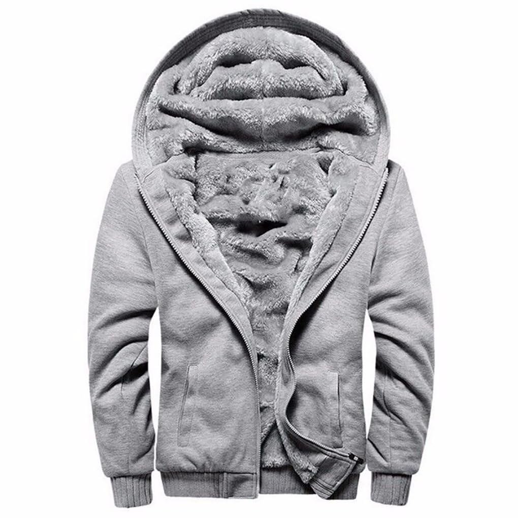 ANGELCITY Tracksuit Sweatshirt and Loungewear for Plus Size Men's Set, Fleece-Lined Pants, Hooded, Thick, Warm, Winter, Casual, (XL, Gray)