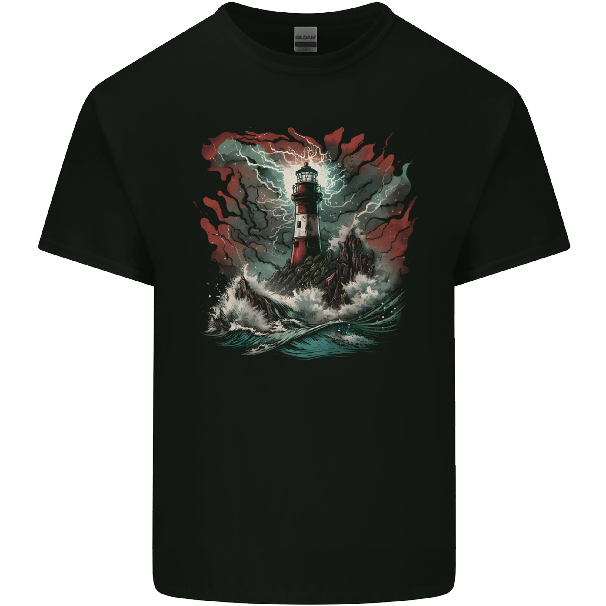 Fantasy Lighthouse Storm Unisexs Light Cotton TShirt S