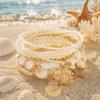 7pcs/Set Faux Pearl Stackable Bracelets Sea Shell Pearl Beaded Bracelets  Beach Holiday