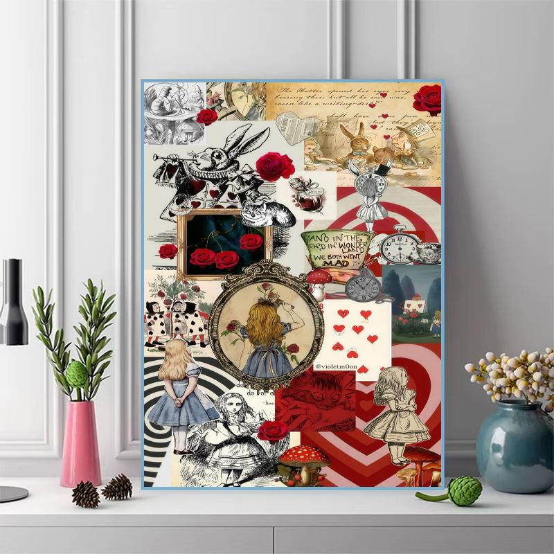 Alice Wonderland Tale.6 100% Round Full Drill 5D DIY Diamond Painting Embroidery Cross Stitch Rhinestone Décor