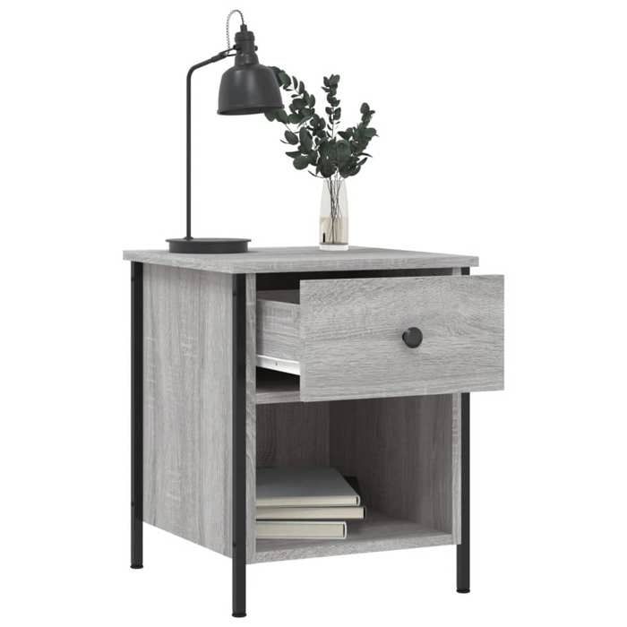 Table de chevet - Maison Exclusive - Sonoma gris - Bois d'ingénierie & cadre en fer - 40x42x50 cm