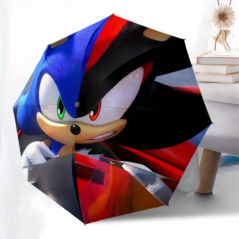 Sonic The Hedgehog Parasol   Uroczy Parasol z Uroczy Designem, Przenośny Składany 3x Kompaktowy Parasol dla Mężczyzn i Kobiet,S359