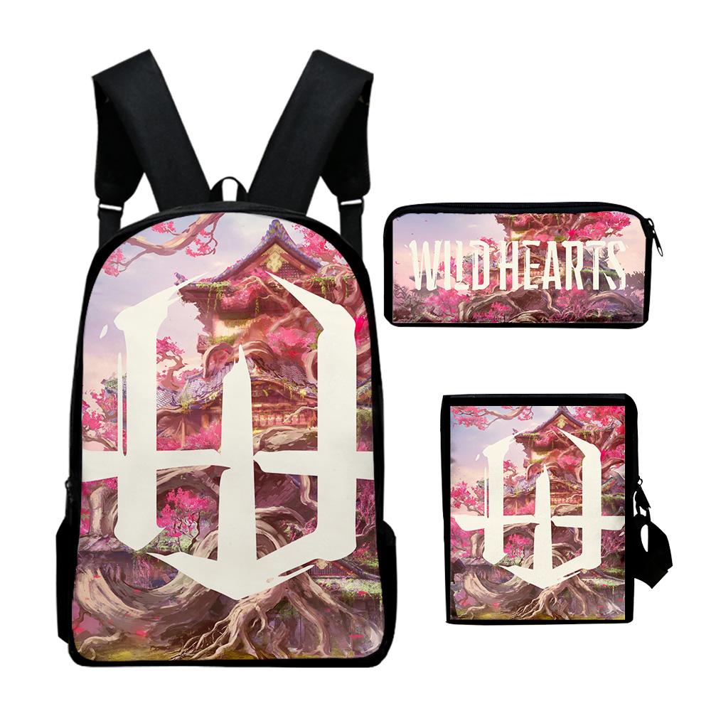 Classic Popular Wild Hearts Game 3D Print 3pcs/Set pupil School Bags Laptop Daypack Backpack Inclined shoulder bag Pencil Case