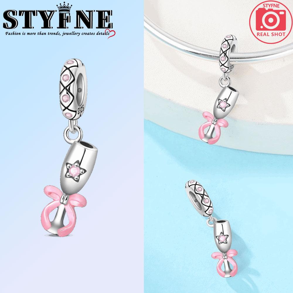 Copper Pink Series Candlelight Slightly Goblet Bowcup Charms Beads Pendant For Original Bracelet Woman Girl Jewelry