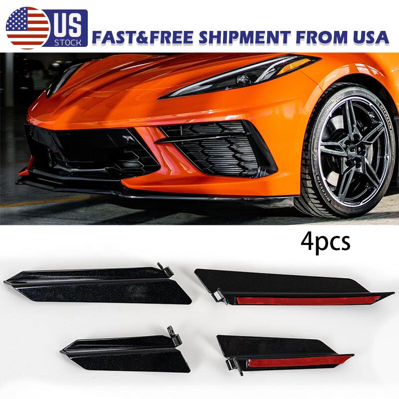 Диффузор-сплиттер с боковыми накладками на передний бампер Carbon Flash для Corvette C8 2020-24