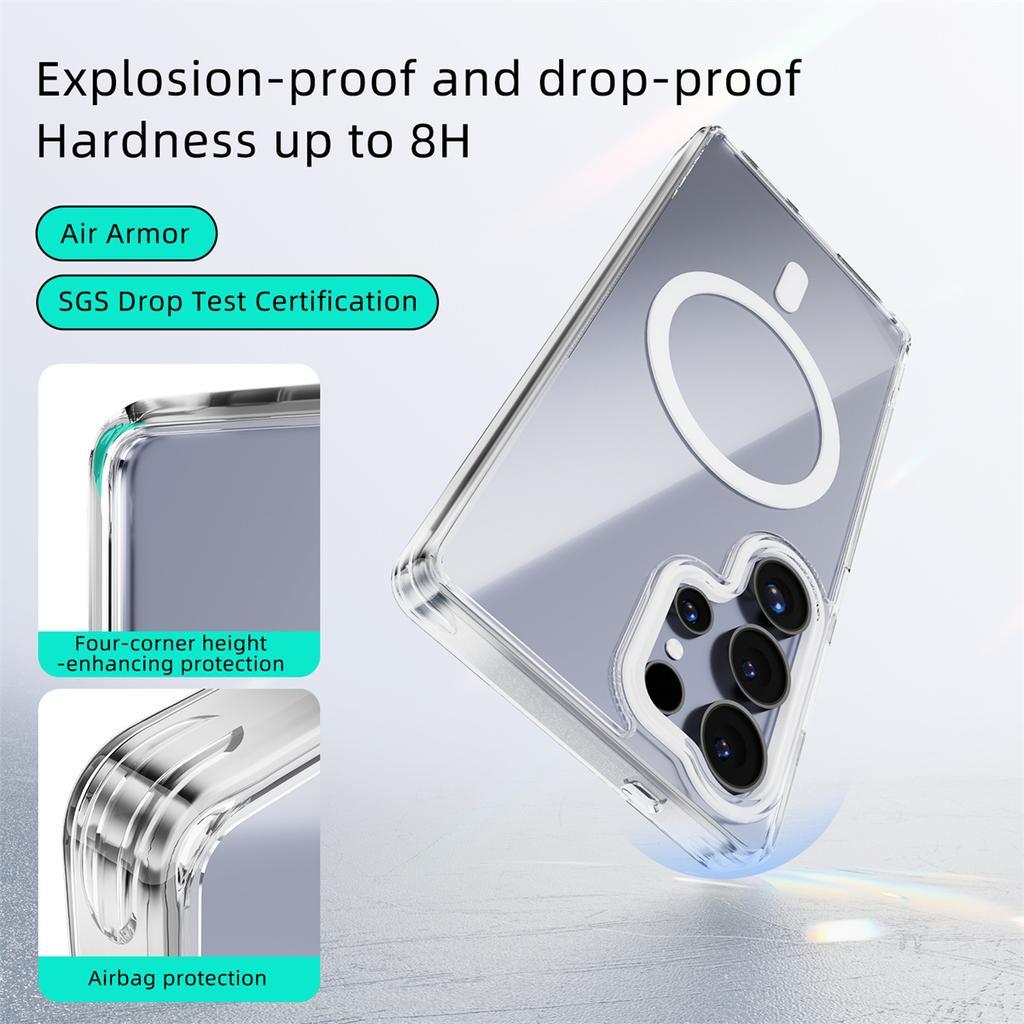 For Magsafe Magnetic Phone Case for Samsung Galaxy S25 Edge S25 Ultra S25 Plus A07 A17 Shockproof Transparent Hard Cover Soft