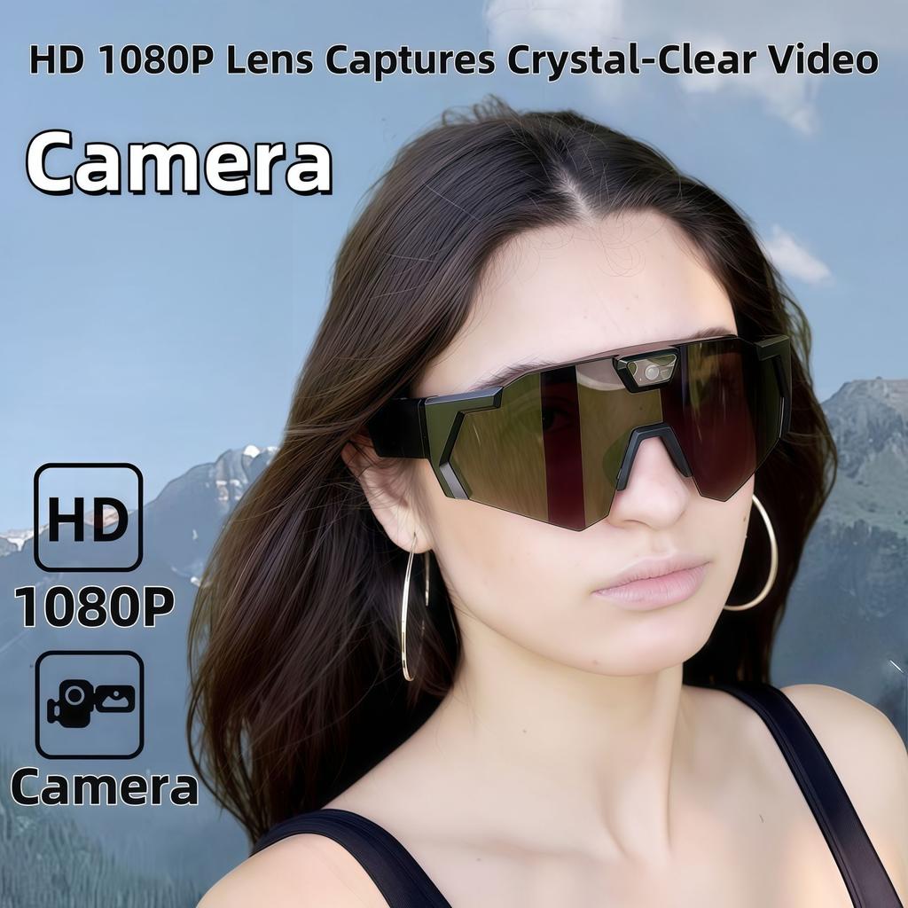 Gafas Inteligentes con Cámara Transfronterizas Gafas de Sol Deportivas para Ciclismo al Aire Libre Gafas de Esquí Control por Botón Pulsador Montura de Plástico Descarga de Teléfono