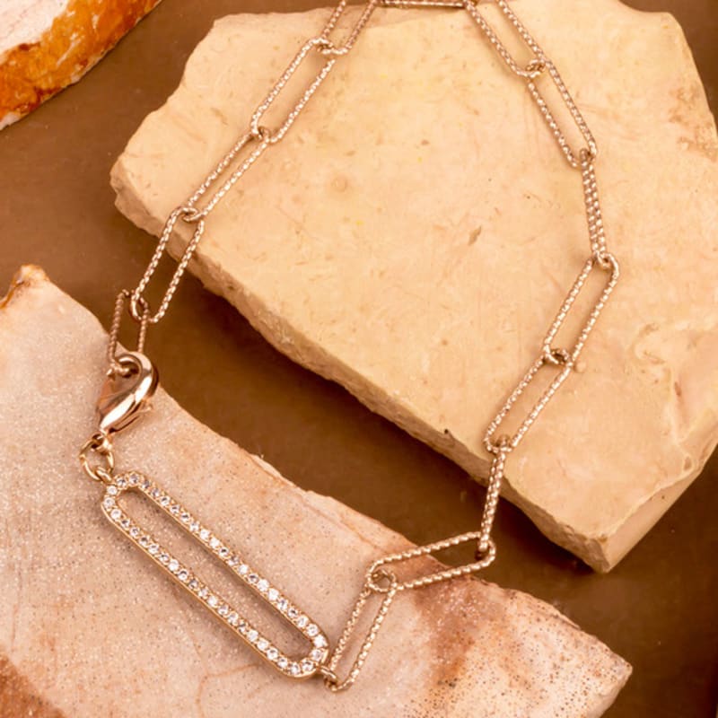 AUGUST ALICE Cubic Hole Oval Chain Bracelet _ Champagne Gold