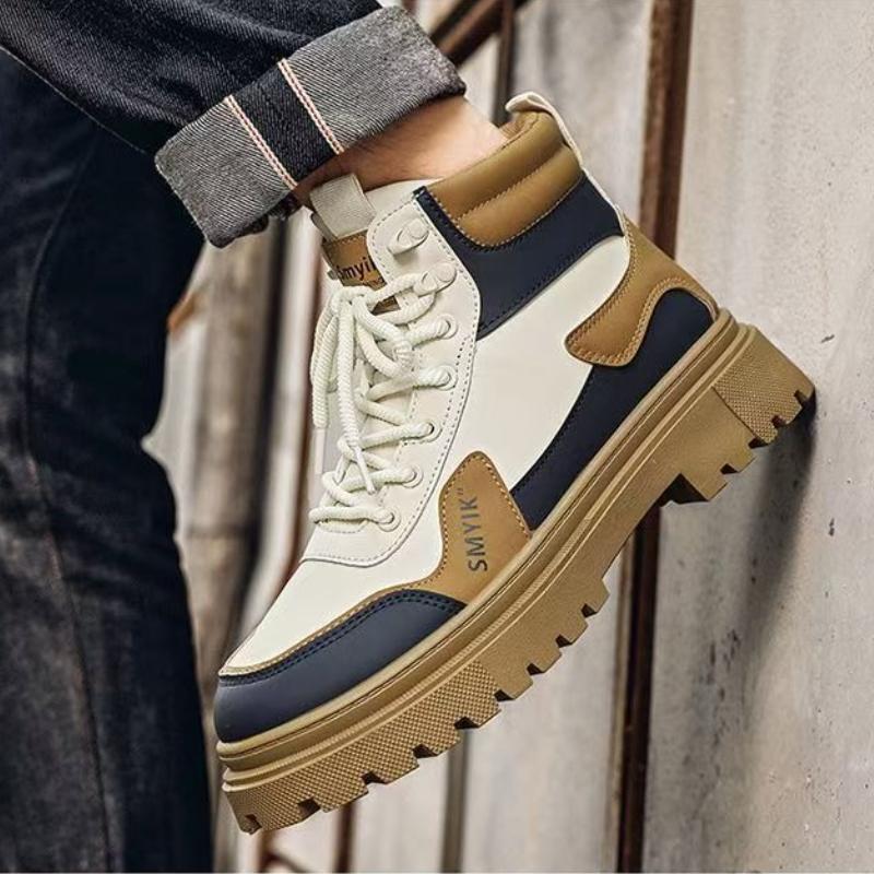 Trendy Men's High-top Boots Fashion Motorcycle Boots Outdoor Men's Working Shoes Short Increased Non-slip Tooling Boots for Men